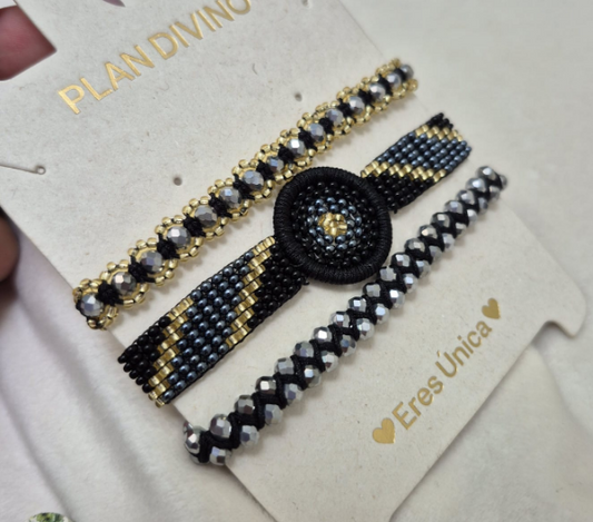 SET PULSERAS NOCHE ELEGANTE