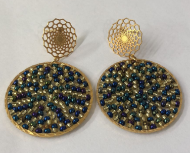 ARETES COSMOS DORADO Y AZUL