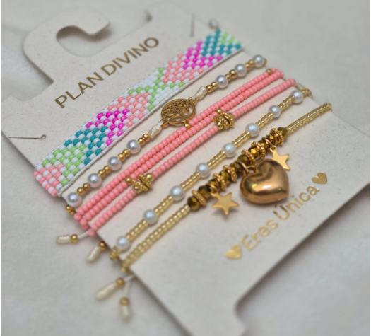 SET DESTELLOS ROSA