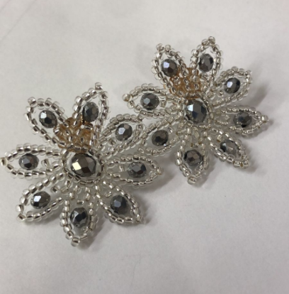 ARETES FLOR CRISTAL PLATA