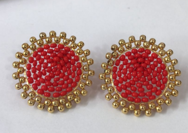ARETES REDONDOS ROJO Y DORADO