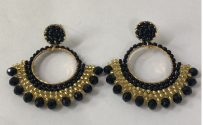 ARETES ABANICO NEGRO