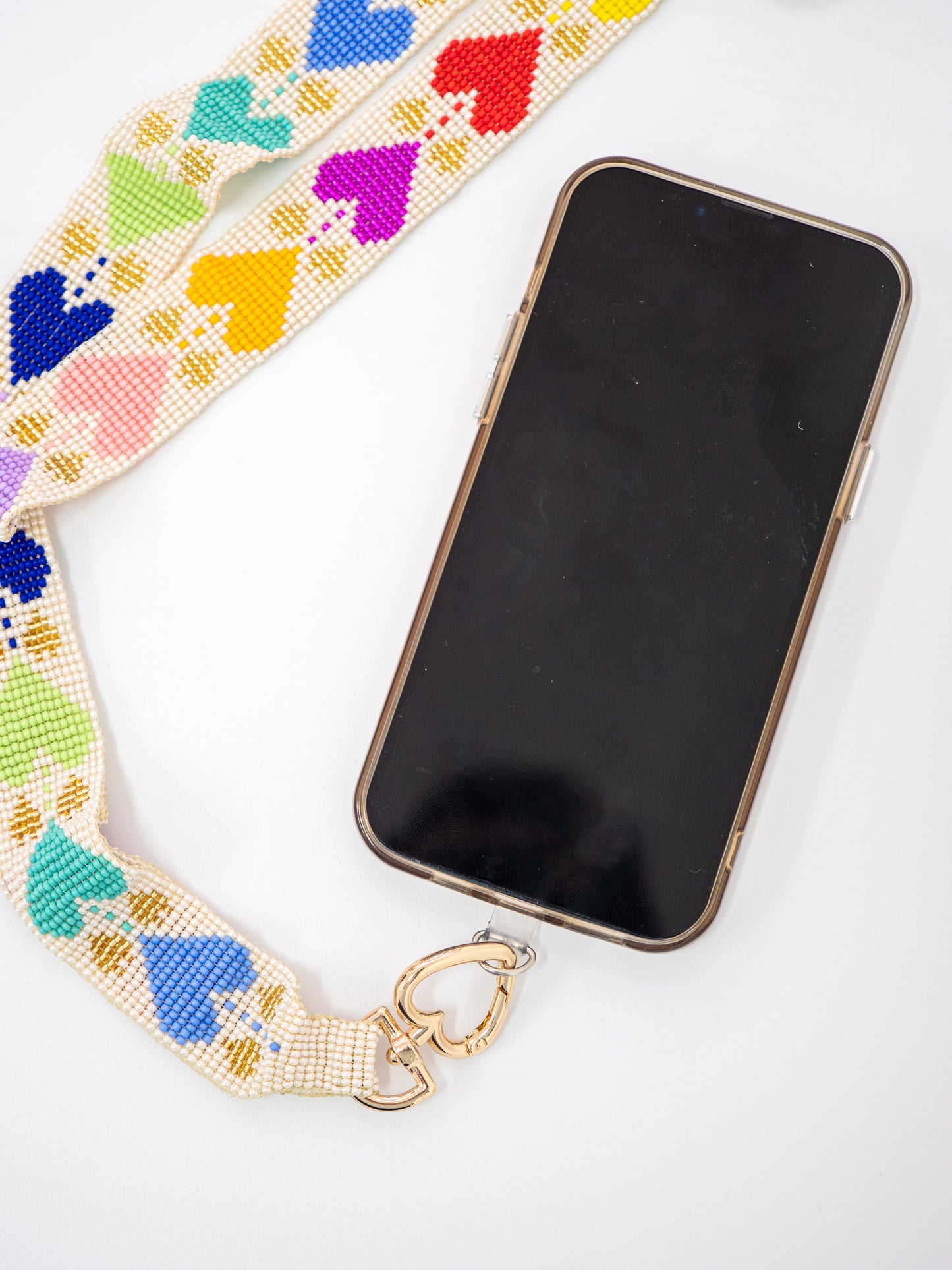 PORTACELULAR CORAZONES MULTICOLOR