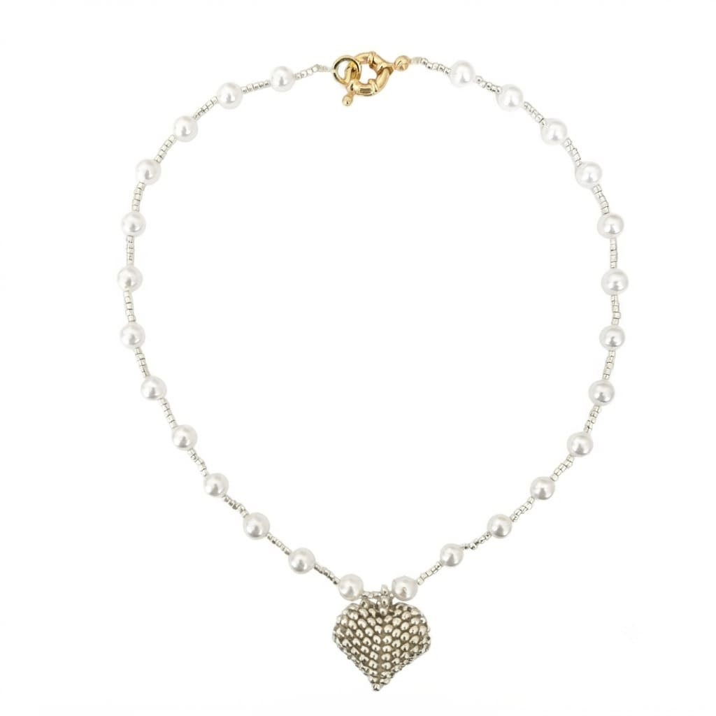 Collar Perla y Miyuki con dije Corazón