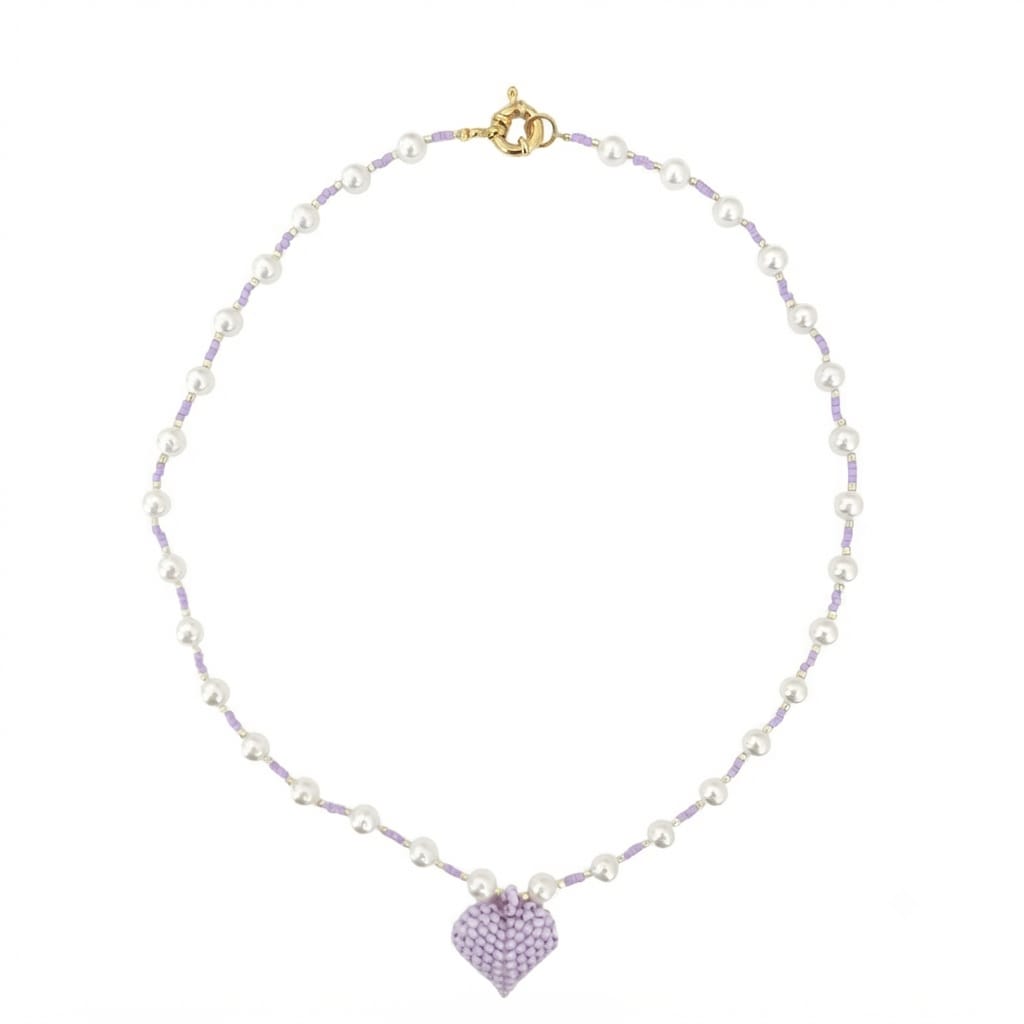 Collar Perla y Miyuki con dije Corazón